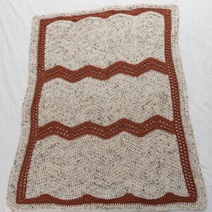 New, Handmade, cream with dark flecks and tan/brown ripple soft throw blanket